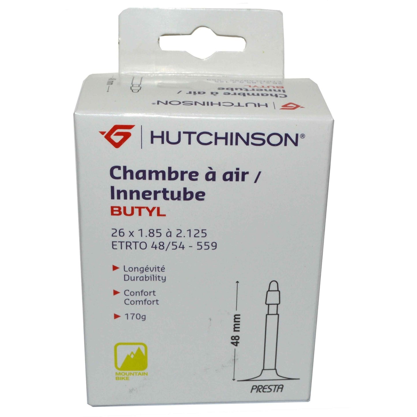 Chambre à air HUTCHINSON 26" X 1,85 à 2.125 PRESTA 48 mm MTB