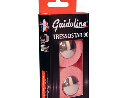 Guidoline Velox Tressostar 90 Rose Pastel x2 + 2 bouchons vélo vintage coton