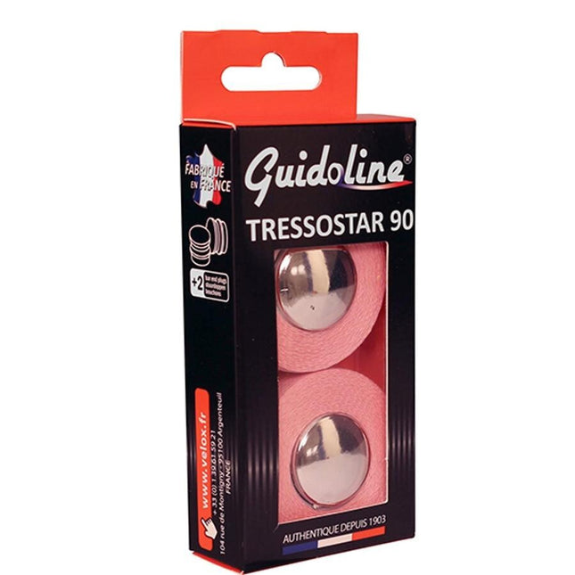 Guidoline Velox Tressostar 90 Rose Pastel x2 + 2 bouchons vélo vintage coton