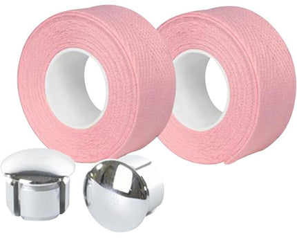 Guidoline Velox Tressostar 90 Rose Pastel x2 + 2 bouchons vélo vintage coton