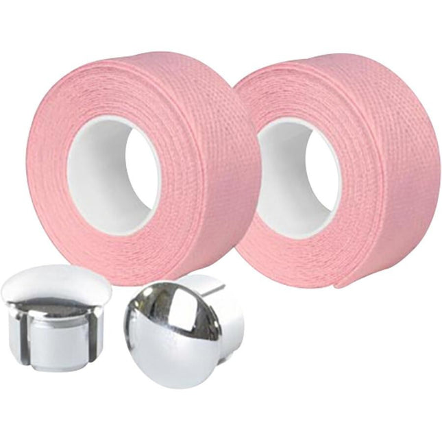 Guidoline Velox Tressostar 90 Rose Pastel x2 + 2 bouchons vélo vintage coton