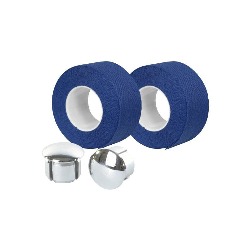 Guidoline Velox Tressostar 90 Bleu royal x2 + 2 bouchons vélo vintage coton