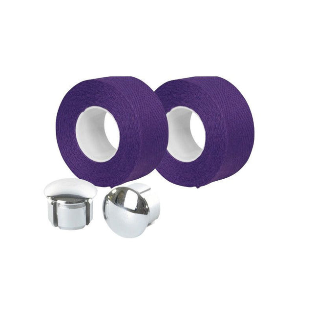 Guidoline Velox Tressostar 90 Violet x2 + 2 bouchons vélo vintage coton
