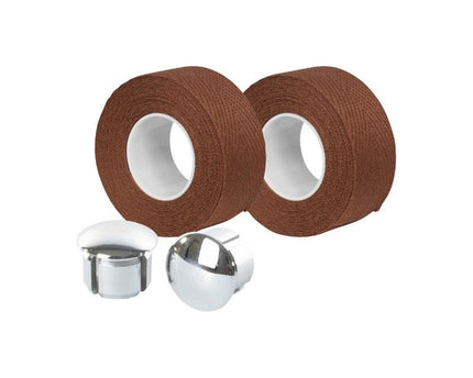 Guidoline Velox Tressostar 90 Marron x2 + 2 bouchons vélo vintage coton